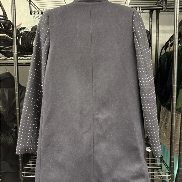 Zara navy coat with studded sleeves seen on gossip girl - Picture 11 of 15